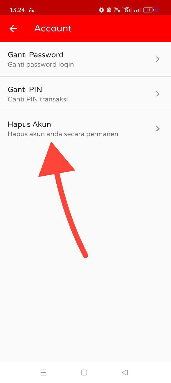 Screenshot aplikasi ZPay pengaturan akun